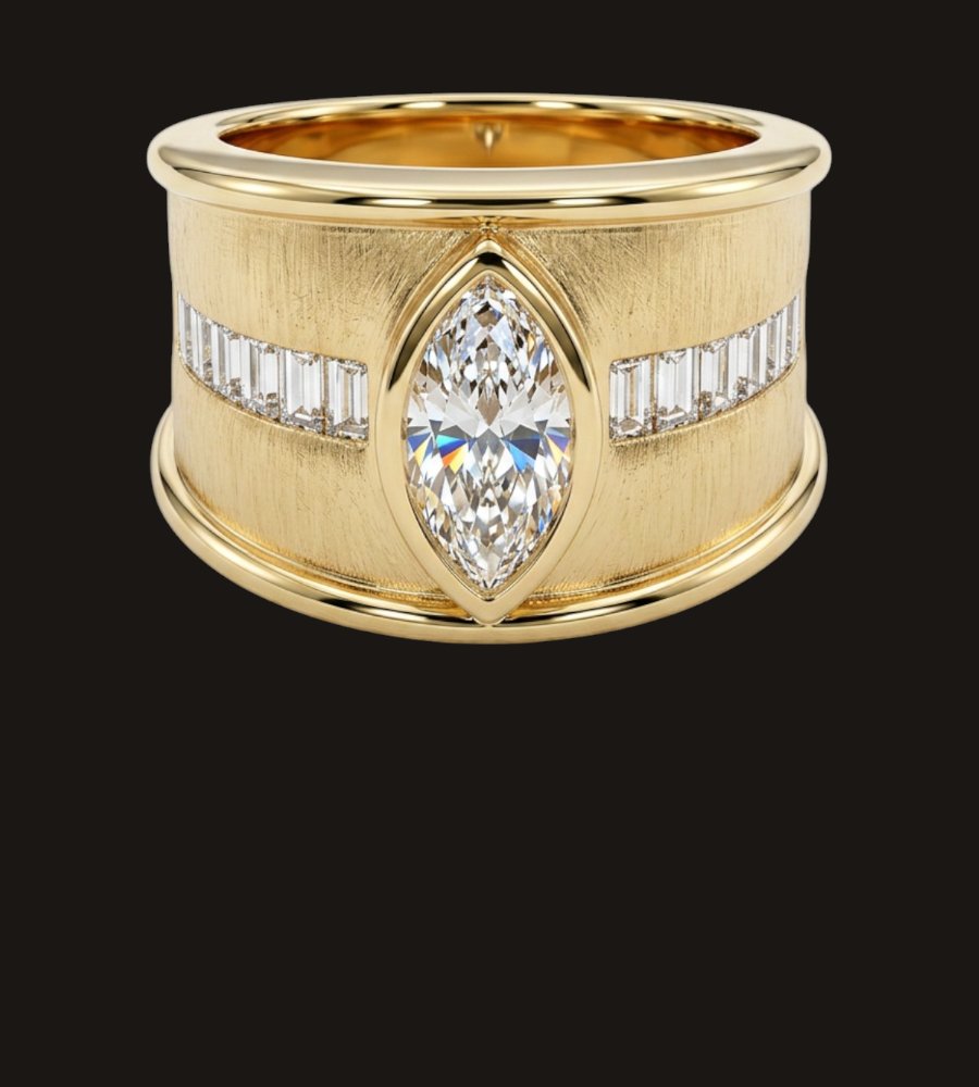 Custom marquise gold ring by Krasner Jewelers