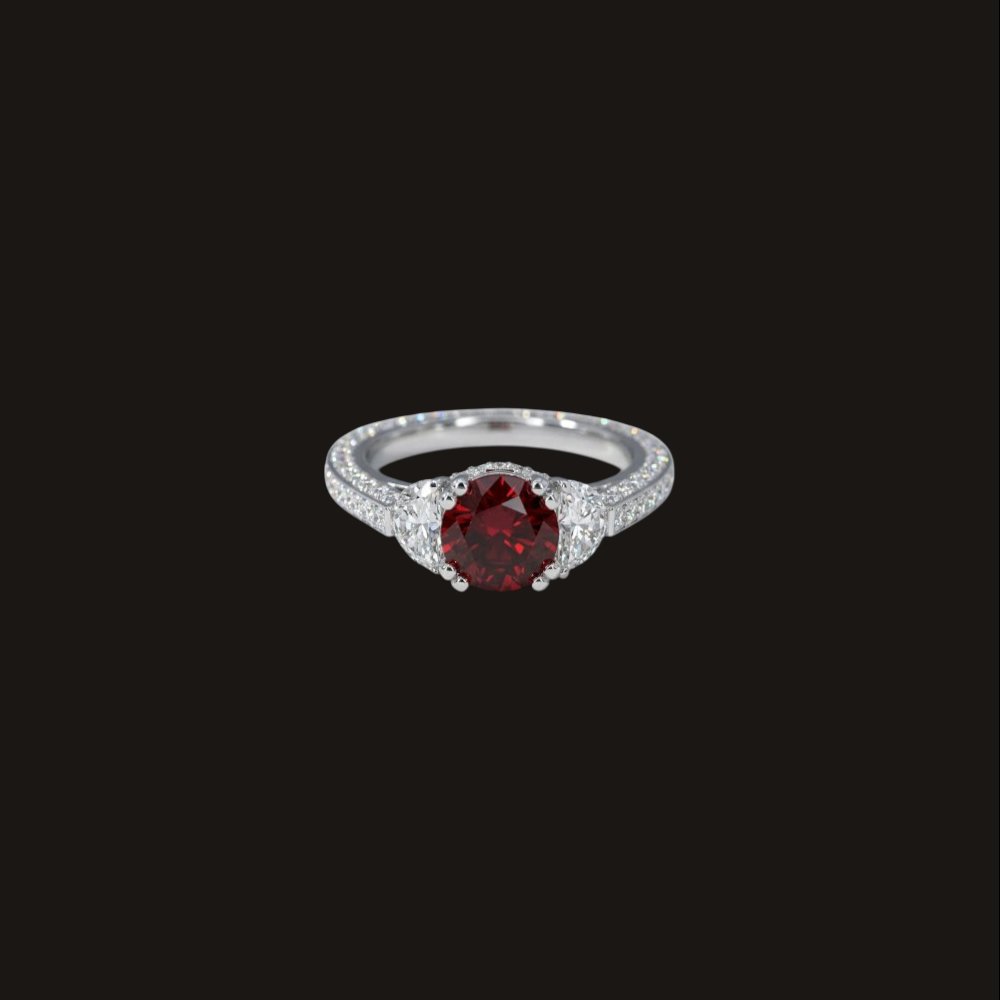 Pigeon blood red ruby ring