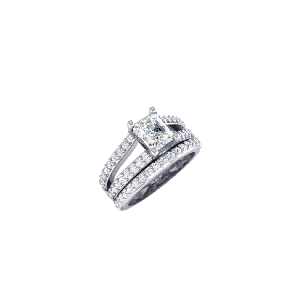 Radiant Cut Triple Pavé Shank