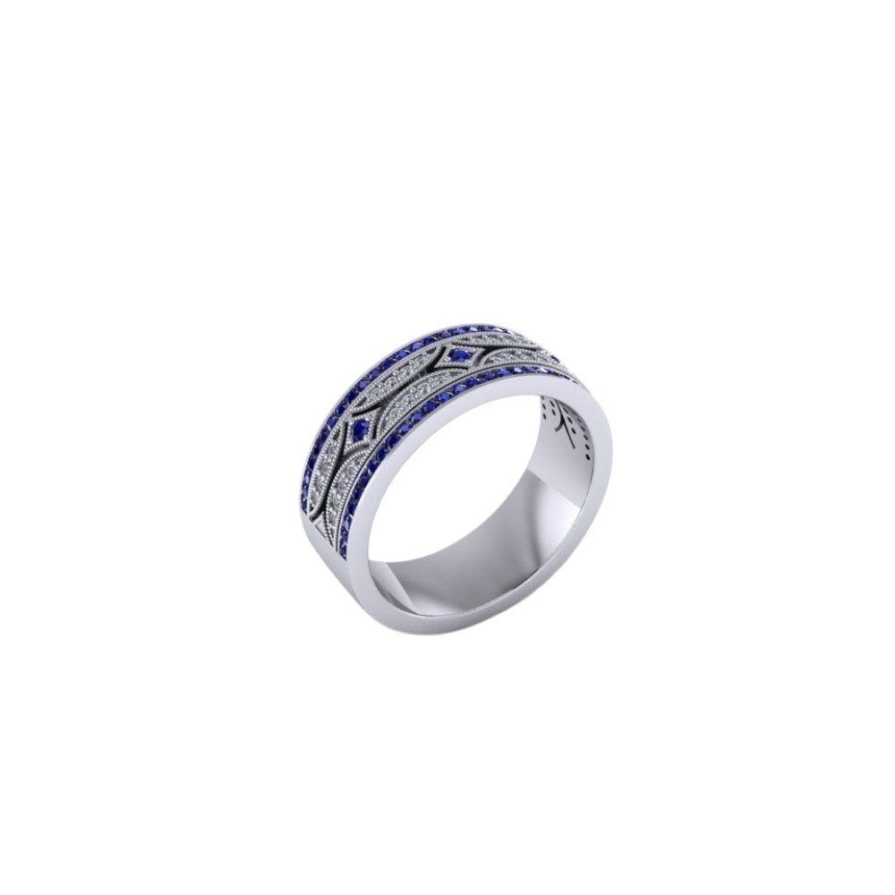 Sapphire Art Deco Band