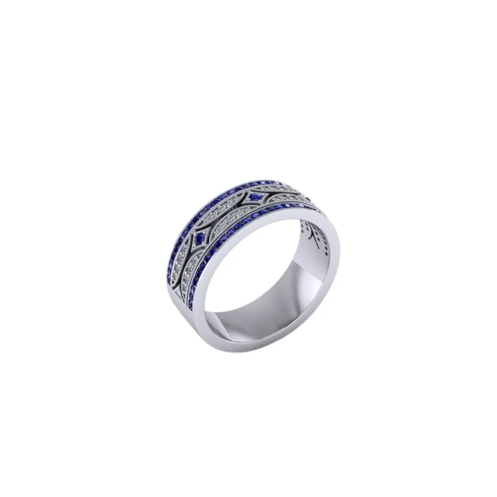 Sapphire Art Deco Band